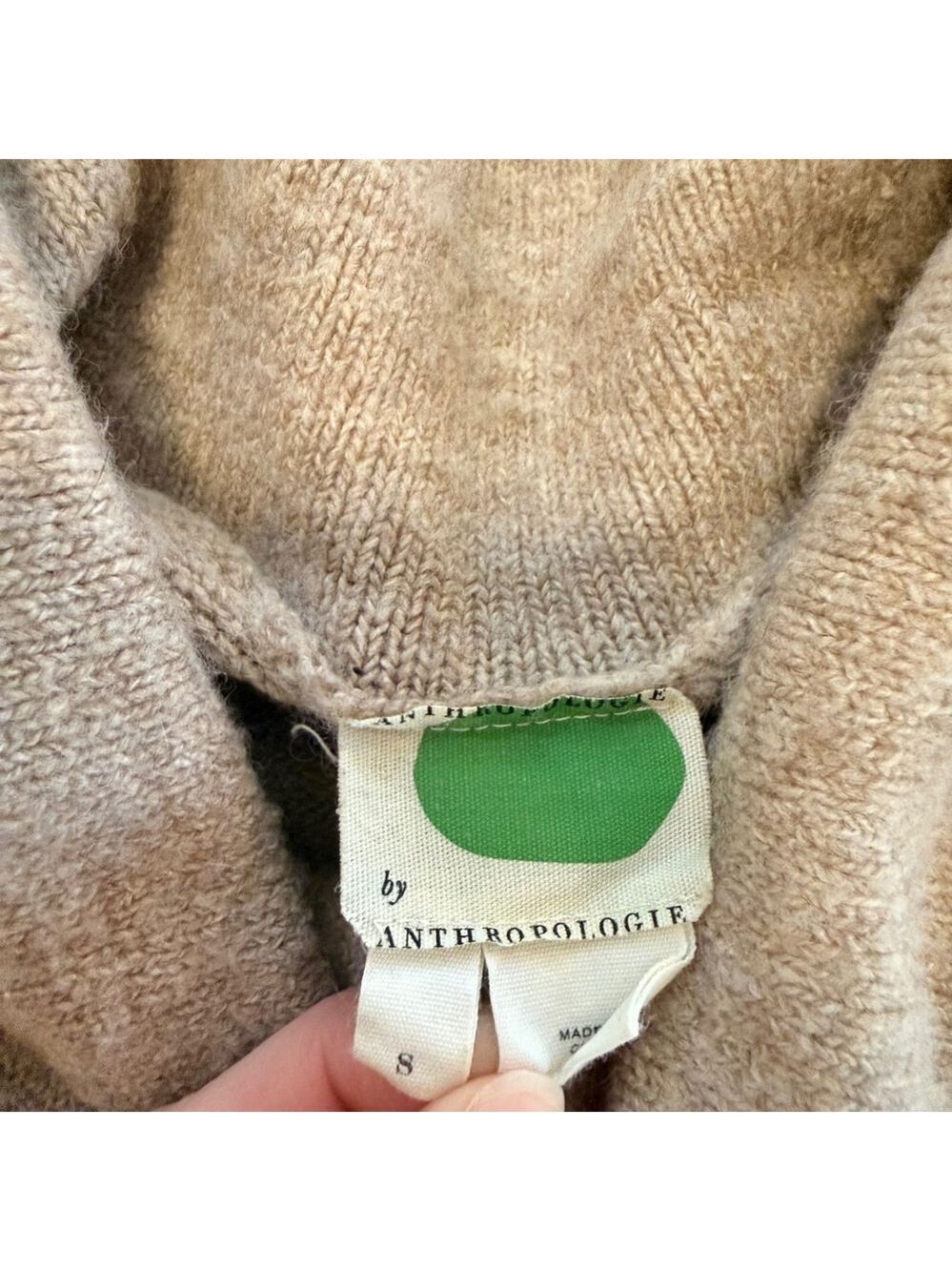 Anthropologie Cowl Neck Sweater Dress Womens Small Tan Beige Wool Alpaca Blend - Picture 2 of 4